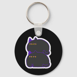 Double Chonky Black Cat Keychain Schlüsselanhänger