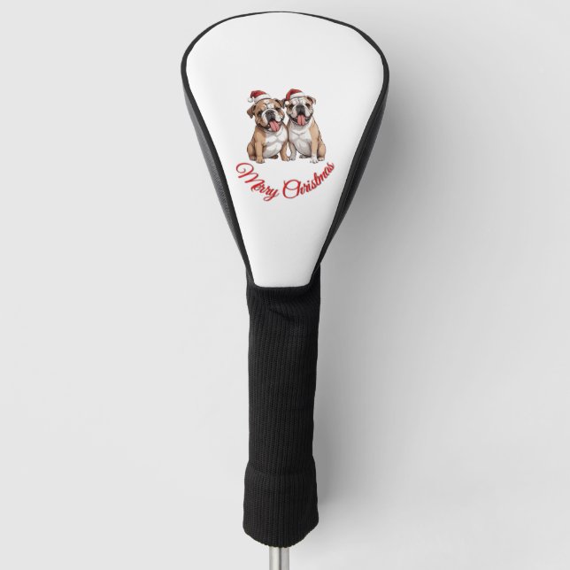 Double Christmas joy Merry Bulldogs Classic T-Shir Golf Headcover (Vorderseite)