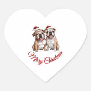 Double Christmas joy Merry Bulldogs Classic T-Shir Herz-Aufkleber
