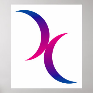 Double Crescent Moon Bisexual Pride Symbol Poster