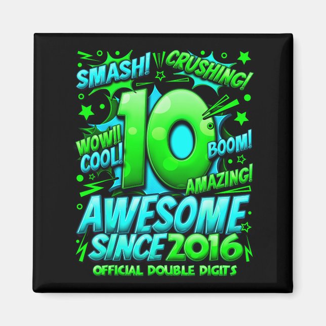 Double Digits 10 Year Old Boys 10th Birthday Boy  Magnet (Vorne)