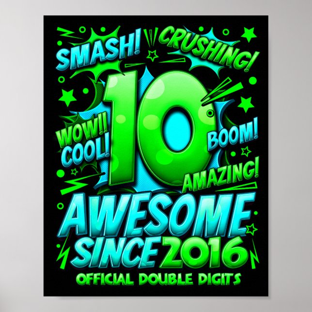Double Digits 10 Year Old Boys 10th Birthday Boy  Poster (Vorne)