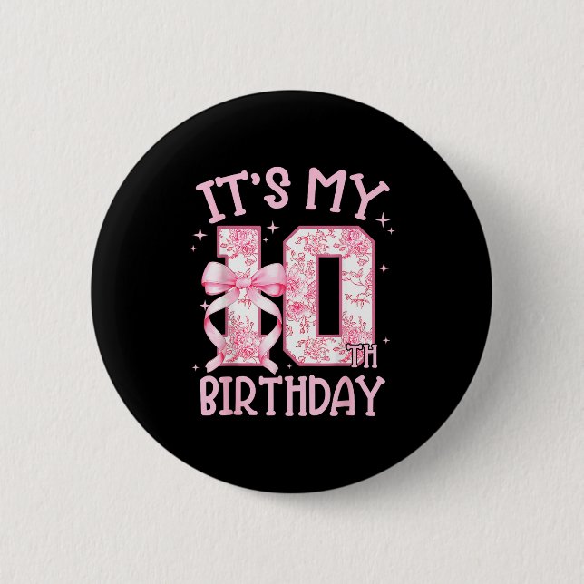 Double Digits Birthday Girl 10th Birthday Coquette Button (Vorderseite)