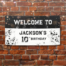 Double Digits Black Grunge 10th Birthday Welcome Banner