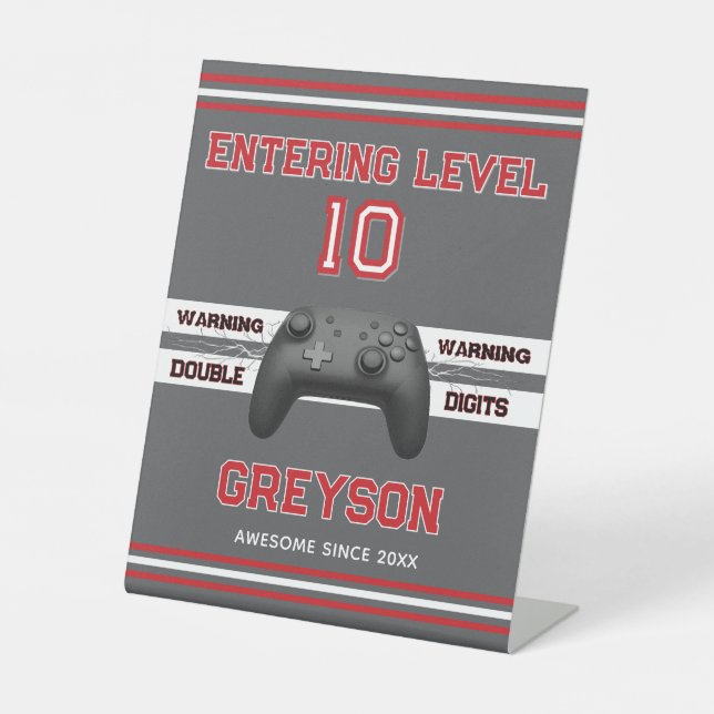 Double digits! Perfect Ten Year old Birthday  Pede Sockelschild (Vorderseite)