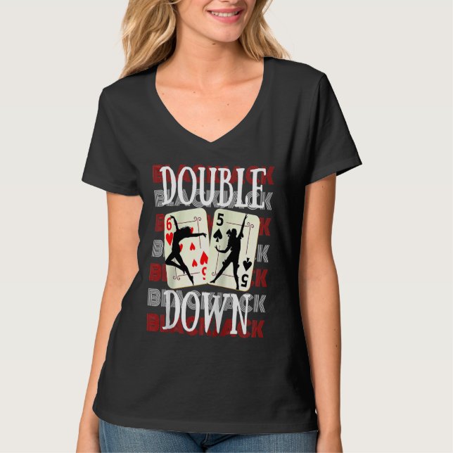 Double Down 21 Casino Gambling Blackjack Raglan Ba T-Shirt (Vorderseite)
