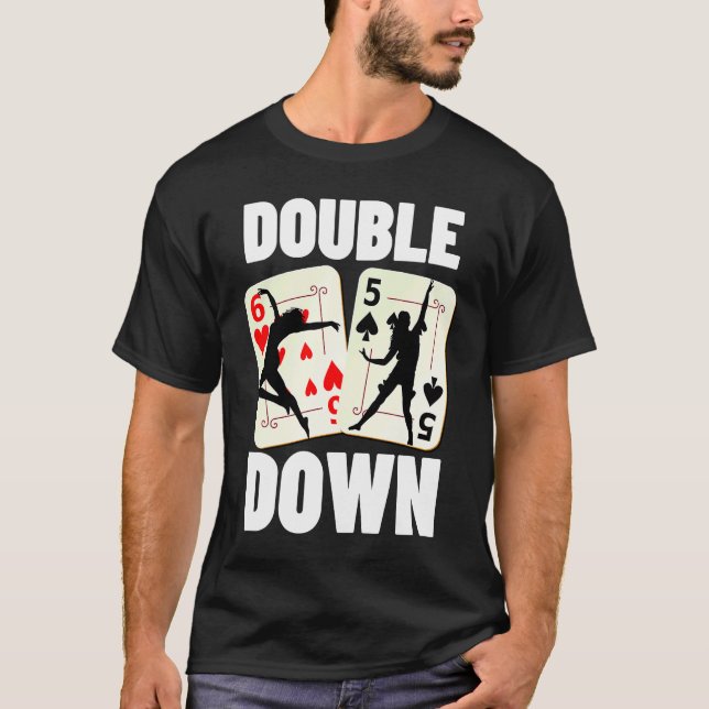 Double Down 21 Casino Gambling Blackjack T-Shirt (Vorderseite)