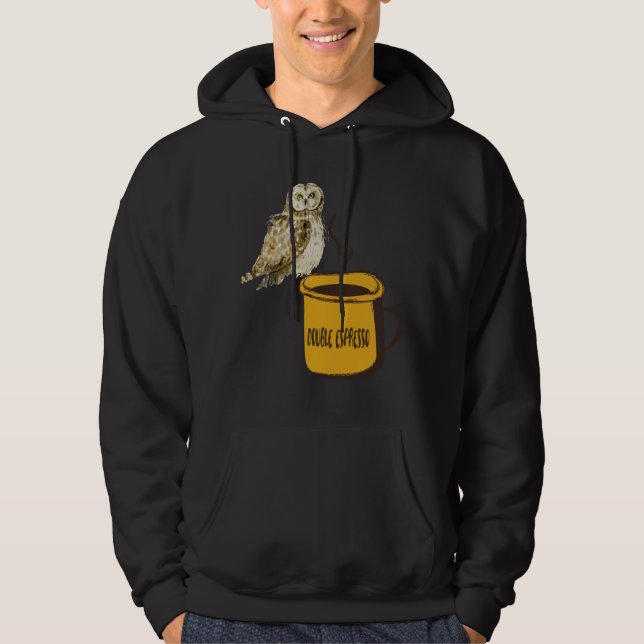 Double Espresso Coffee Niedlich Funny Owl Vogelbeo Hoodie (Vorderseite)