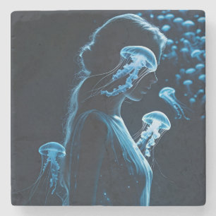 Double Exposure of Sensual Female Silhouette with Steinuntersetzer