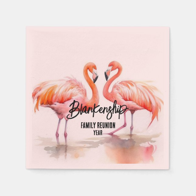 Double Flamingo Family Wiedersehen Party Essential Serviette (Vorderseite)