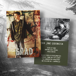 Double Foto Boy Sons Graduation Party Einladung