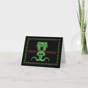Double Green Dragon Weihnachtskarte. Feiertagskarte