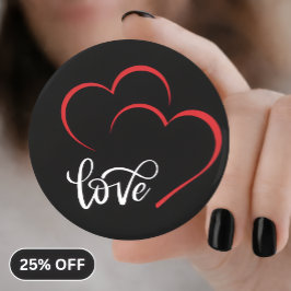 Double Heart 'Love' Badge/Pin Button Flaschenöffner