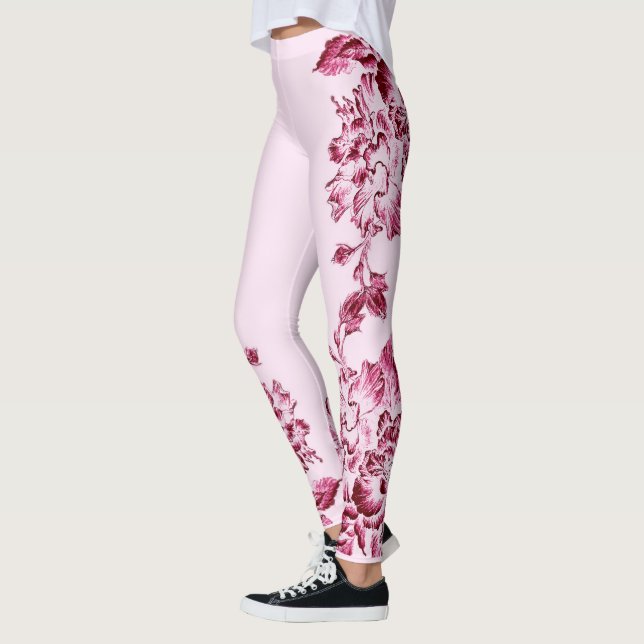 Double Hibiscus  Pink on Lt Pink  Leggings (Links)