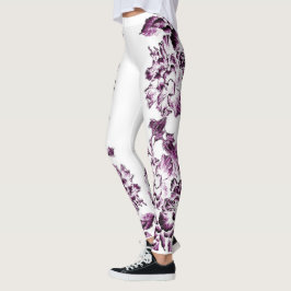 Double Hibiscus Purple Leggings