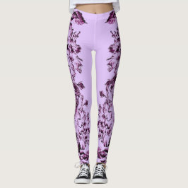 Double Hibiscus Purple on Lt Purple Leggings