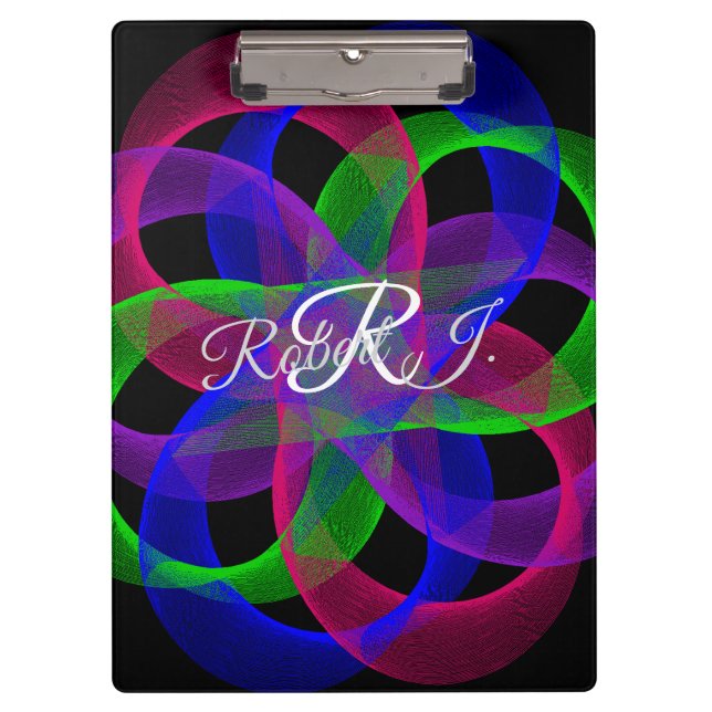 Double Loop Mesh Geometric Clipboard Klemmbrett (Vorderseite)