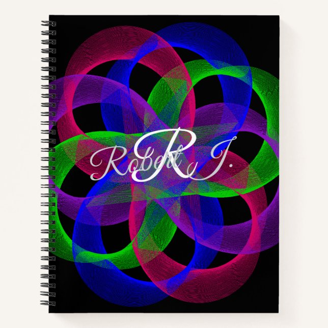 Double Loop Mesh Geometric Spiral Notebook Notizbuch (Vorderseite)