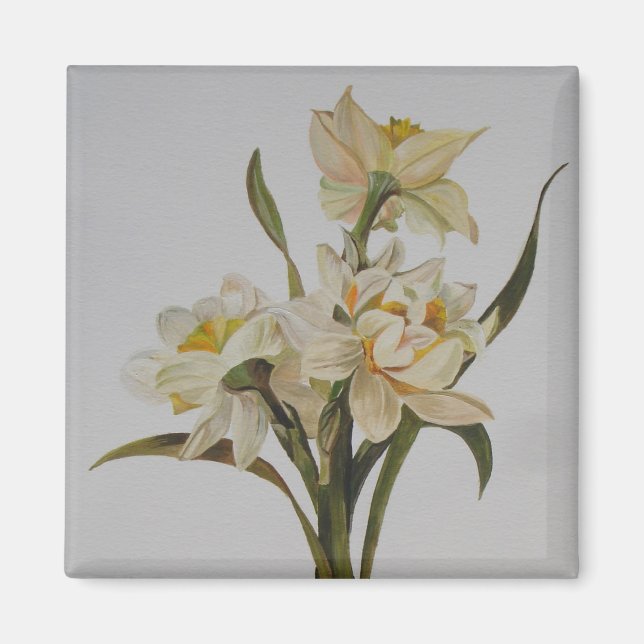 Double Narcissi Bouquet Floral Art Magnet (Vorne)