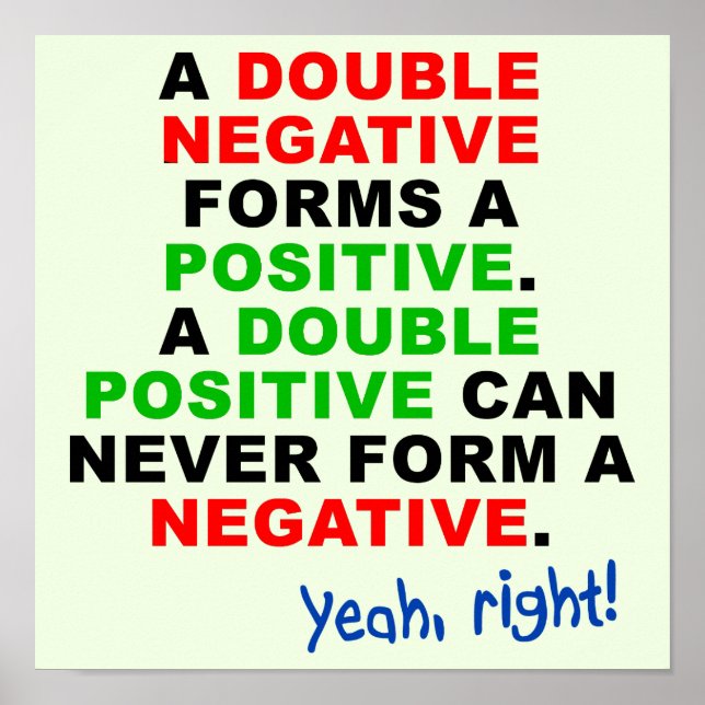 Double Negative Positive Funny Poster Sign (Vorne)