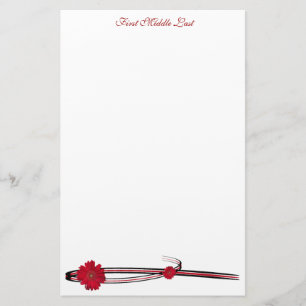 Double Red Gerber Daisy Sweep Personalisiert Briefpapier