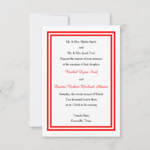 Double Red Trim -3x5 Einladung zur Hochzeit