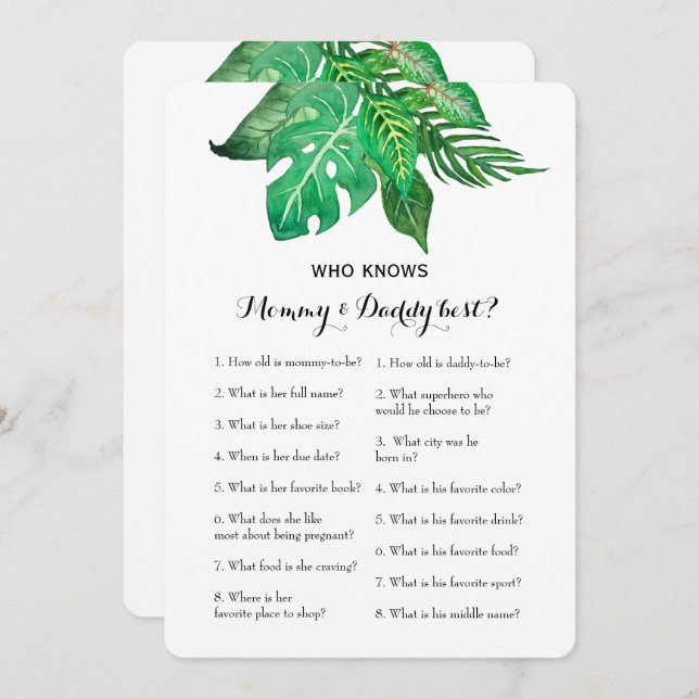 Double Side 2 Baby Shower Game - Beratung| Wer wei Einladung (Vorne/Hinten)