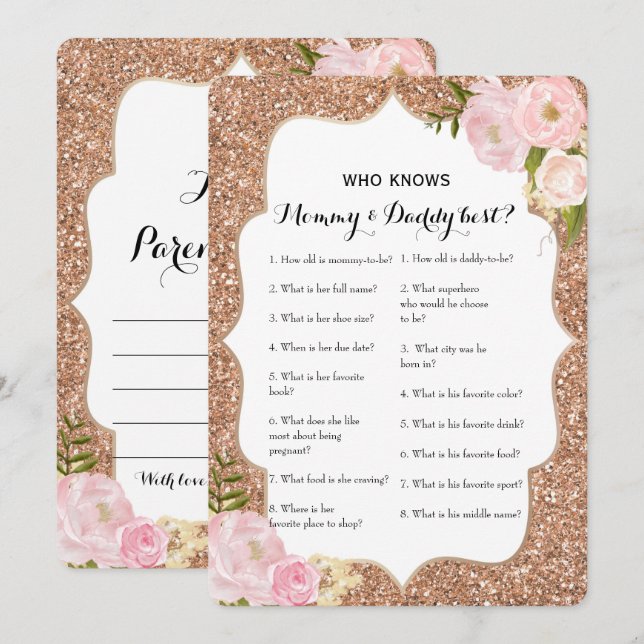 Double Side 2 Baby Shower Game - Beratung| Wer wei Einladung (Vorne/Hinten)