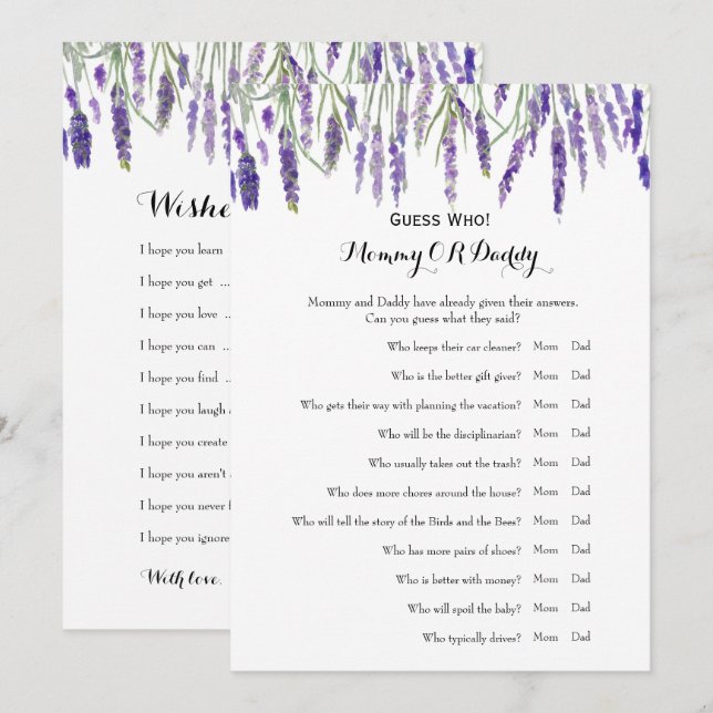 Double Side - Baby Shower Games wünscht | Ratet We Einladung (Vorne/Hinten)