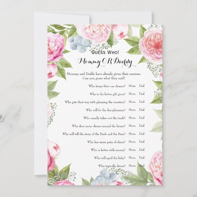 Double Side - Baby Shower Games wünscht | Ratet We Einladung (Vorderseite)