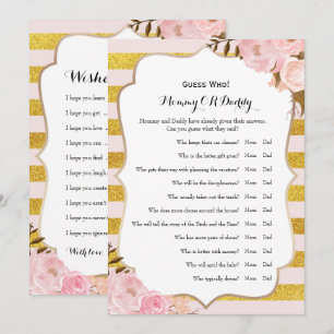 Double Side - Baby Shower Games wünscht Ratet We Einladung