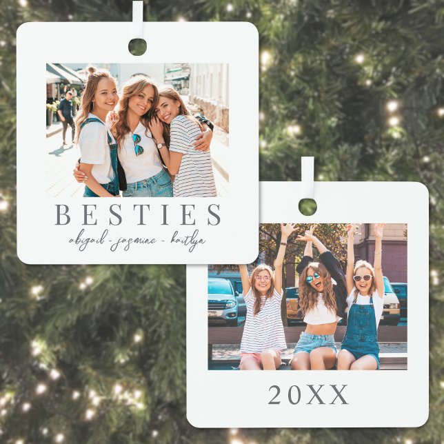 Double Side Best Friend Foto Weihnachten Ornament Aus Metall (Double Sided Best Friend Photo Christmas Metal Ornament)