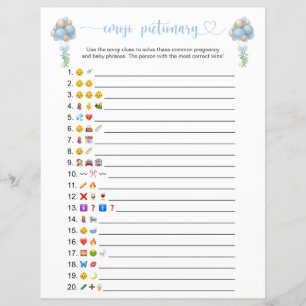 Double Side Blue Balloons Emoji Pictionary Game