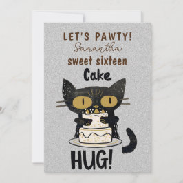 Double Sided-16 . Geburtstag-Paw-ty! Pur-fect Einladung