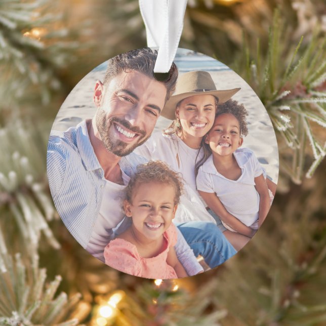 Double Sided Custom Family Two Photo Christmas Ornament (Baum)