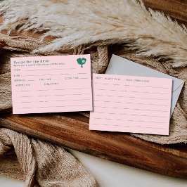 Double Sided Pink Green Bridal Shower Recipe Begleitkarte
