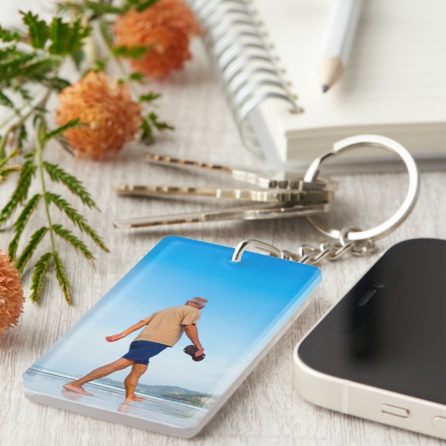 Double-Sided Rectangle Memorial Keychain Schlüsselanhänger (Vorderseite rechts)