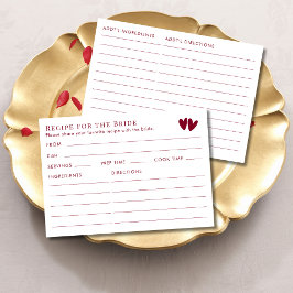 Double Sided Red Valentines Bridal Shower Recipe  Begleitkarte