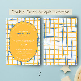 Double-Sided White Yellow Bright Plaid Hand-Drawn Einladung