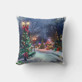 Double-Sided Winter Wonderland Throw Pillow Kissen