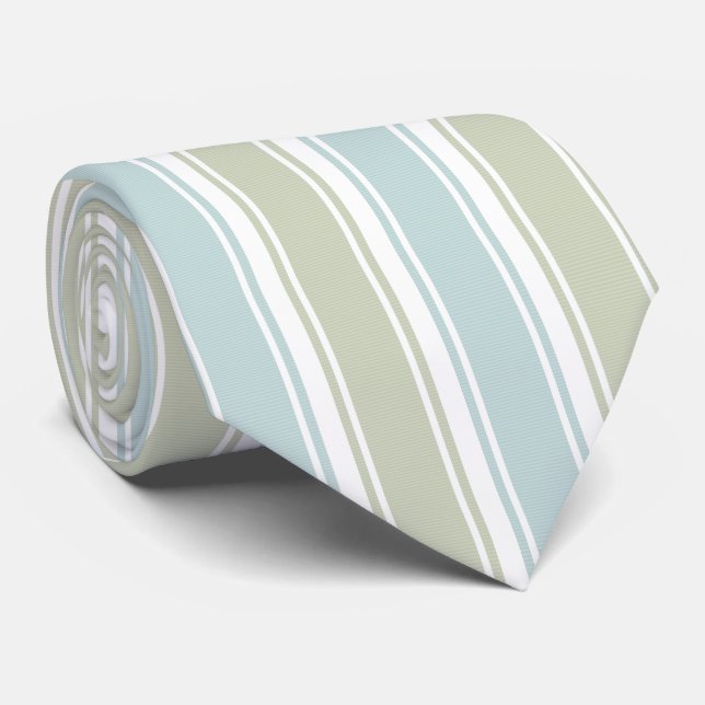Double Striped Seafoam & Blue Krawatte (Gerollt)