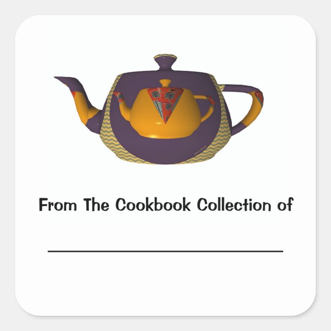 Double Teapot Personalisieren Sie das Cookbook-Buc Quadratischer Aufkleber (Vorderseite)