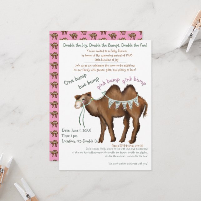 Double the Joy, Double the Love Einladung (Vorderseite/Rückseite Beispiel)