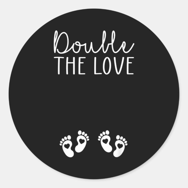 Double The Love Valentines Day Twin Pregnancy Anno Runder Aufkleber (Vorderseite)
