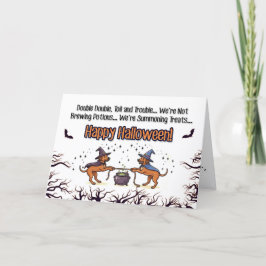 Double Trouble Dog Halloween – Summoning Treats Feiertagskarte