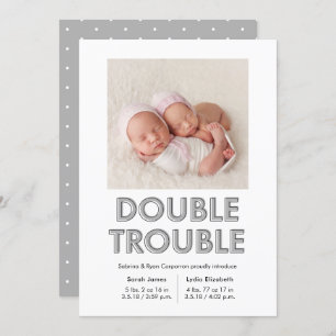 Double Trouble Gray Twins Baby Ankündigung