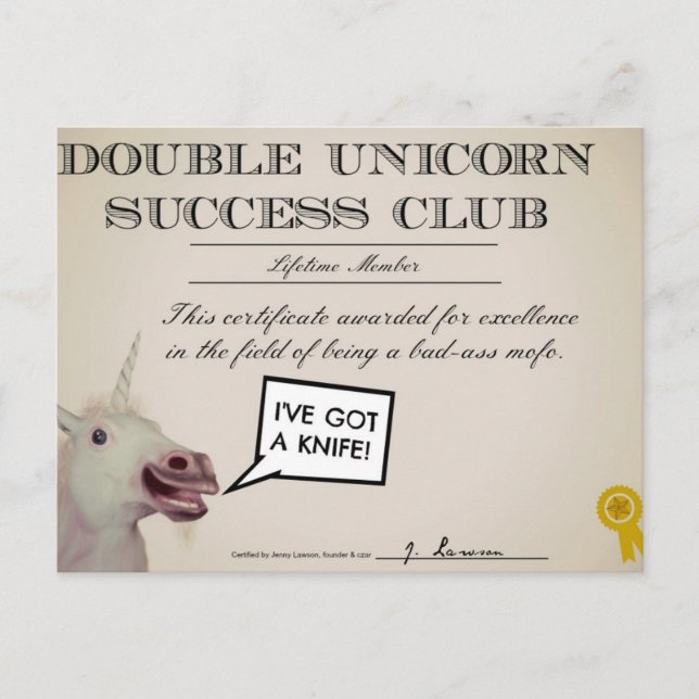 Double Unicorn Erfolg Club Postkarte (Vorderseite)
