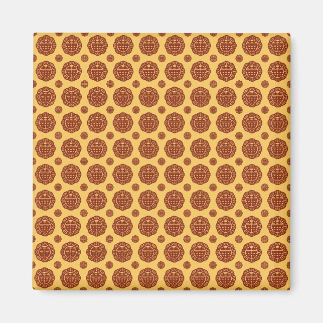 Double Xi Chinese Wedtern Pattern Magnet (Vorne)