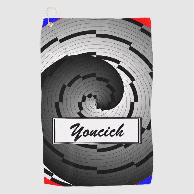 Double Yin Yang Spiral von Kenneth Yoncich Golfhandtuch (Vorderseite)