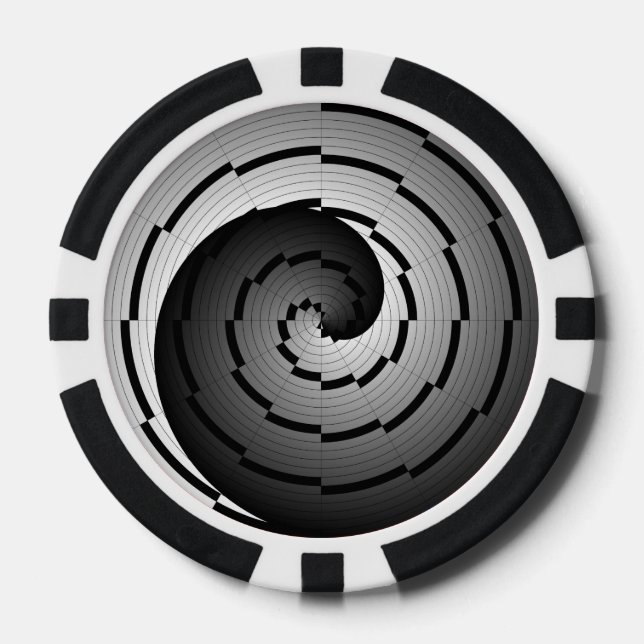 Double Yin Yang Spiral von Kenneth Yoncich Pokerchips (Vorderseite)